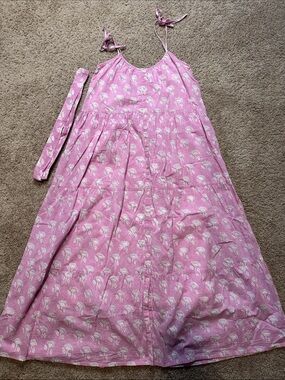 MAREA Pink Floral Tie-Shoulder Maxi Dress